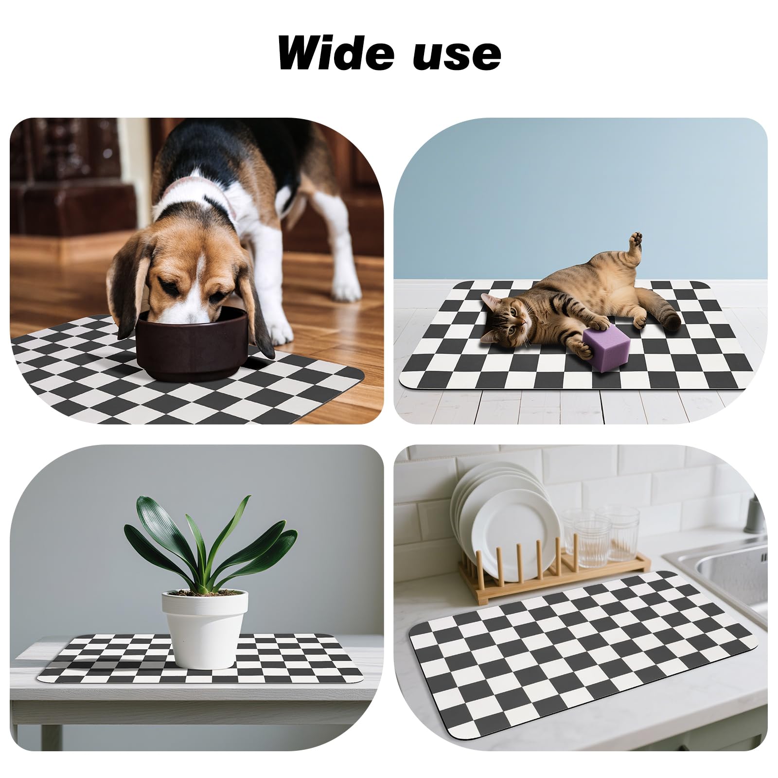 CooRug tapis-nourriture-chien-design-carreaux: look moderne qui s’accorde à tout intérieur.