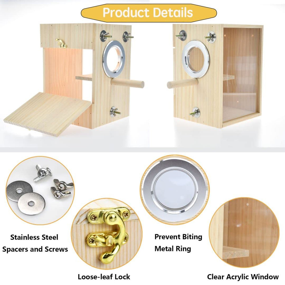 CooShou boîte-nid perroquet intérieur, compartiment œufs protégé