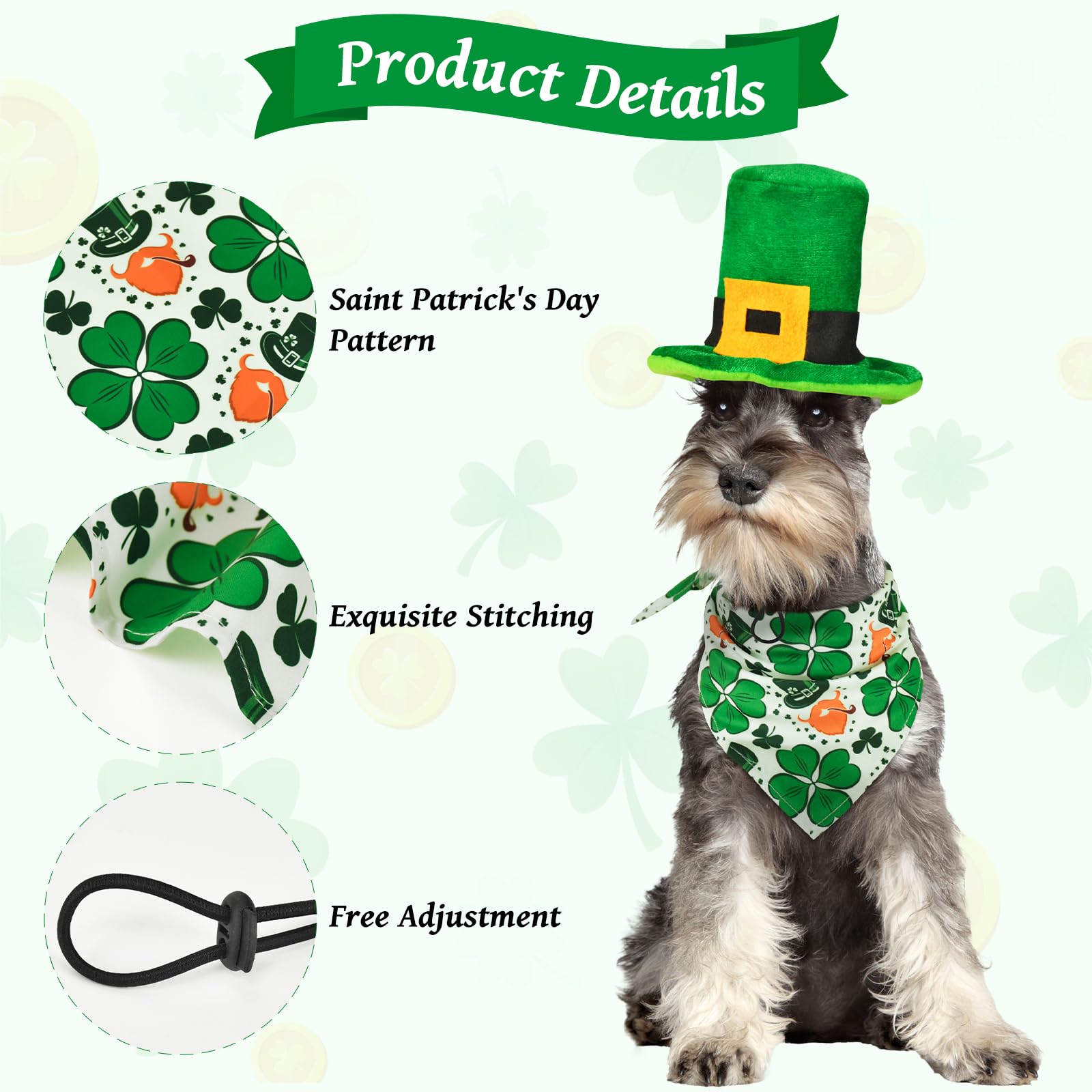 CooShou ensemble animaux Saint-Patrick, prêt à porter et accessoire photo.
