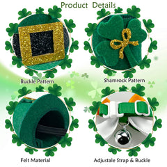Noeud papillon vert CooShou Saint-Patrick avec clochette pour costumes festifs.