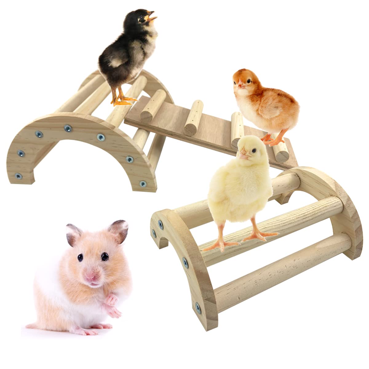 CooShou perchoir en bois avec arche et pont, parfait pour l’exercice.