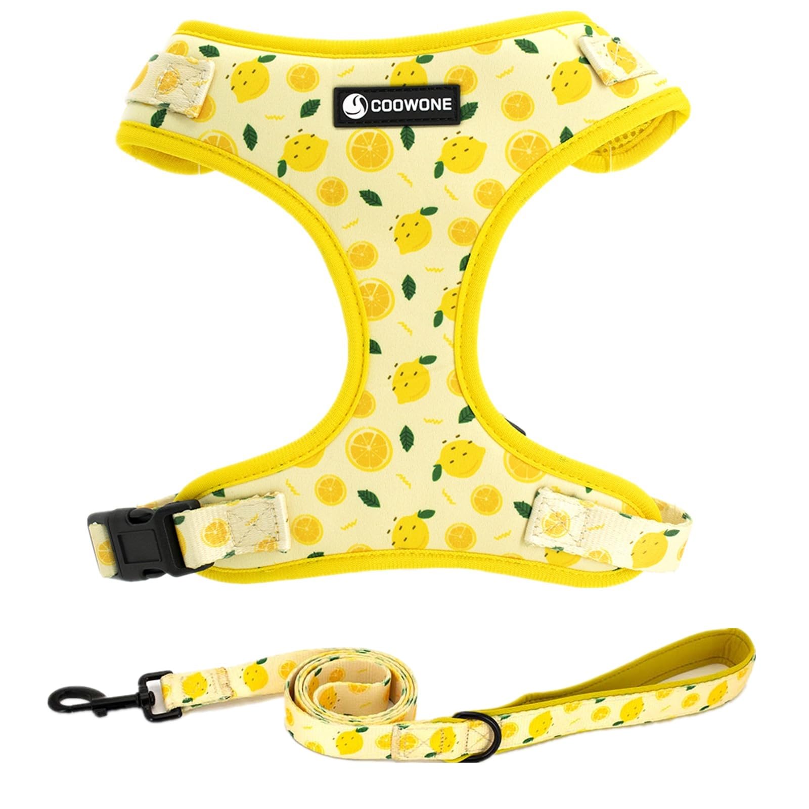 COOWONE harnais chien citron imprimé pour balades sécurisées et stylées.