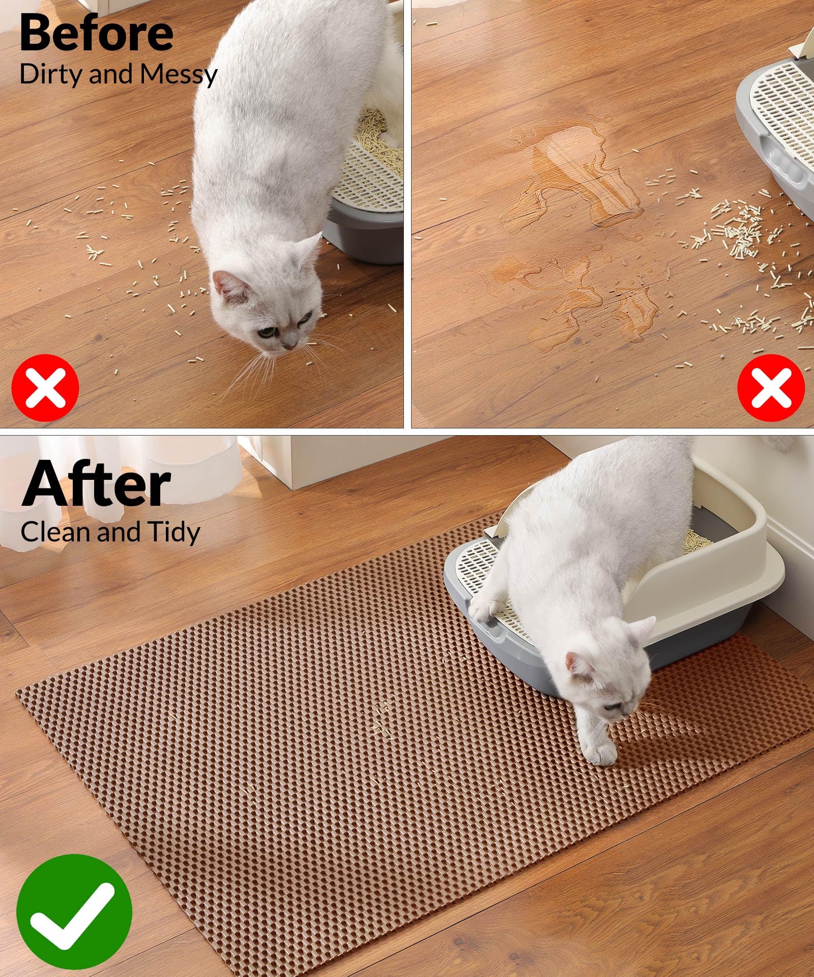 Cooyes Tapis Litière Chat bords renforcés et durables pour usage quotidien.