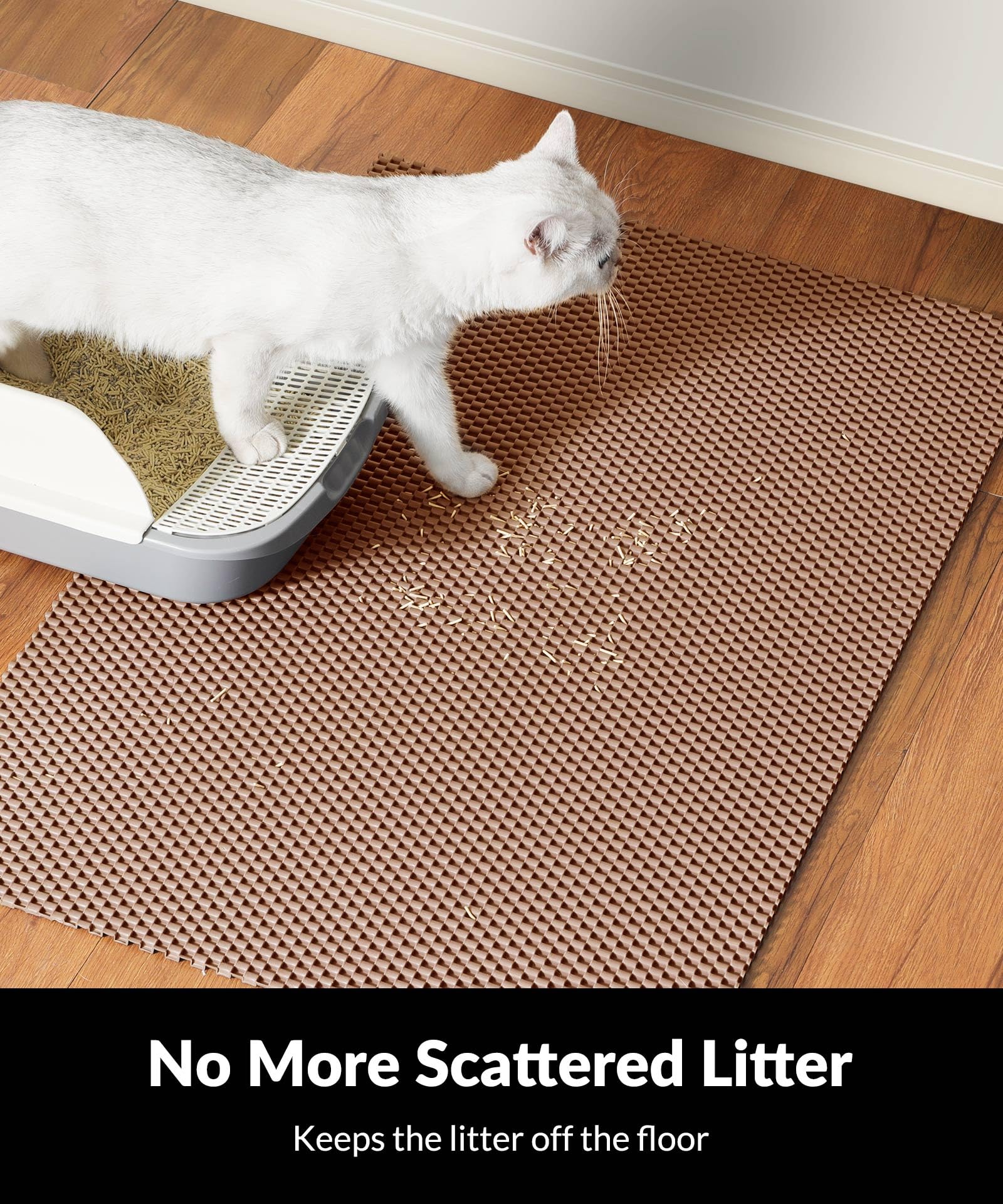 Cooyes Tapis Litière Chat design mailles chaînées qui retiennent la litière.