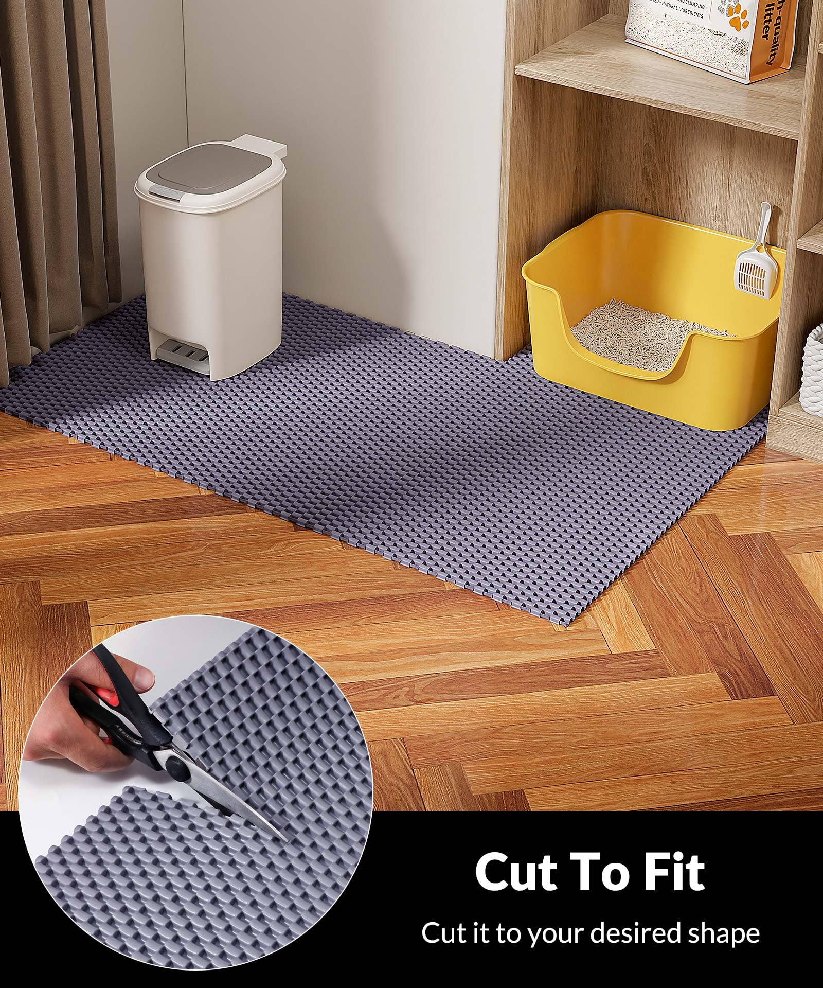 Cooyes Tapis Litière Chat – design trou chaîne capture la litière efficacement.