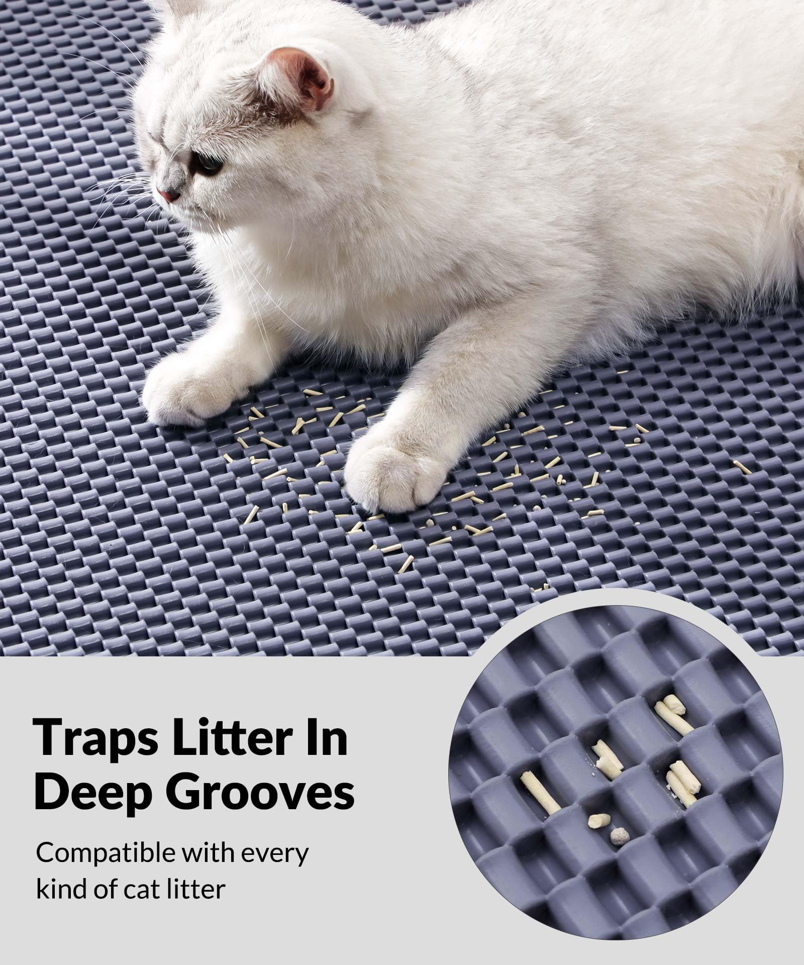 Cooyes Tapis Litière Chat – PVC antiglisse, surface durable.