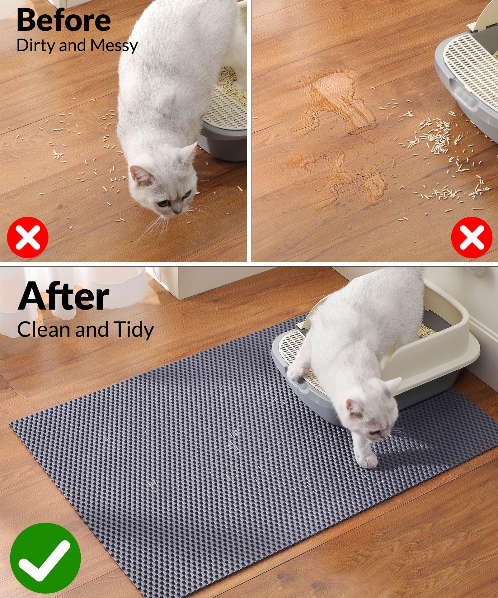 Cooyes Tapis Litière Chat – réduction des éclaboussures, protège le sol.