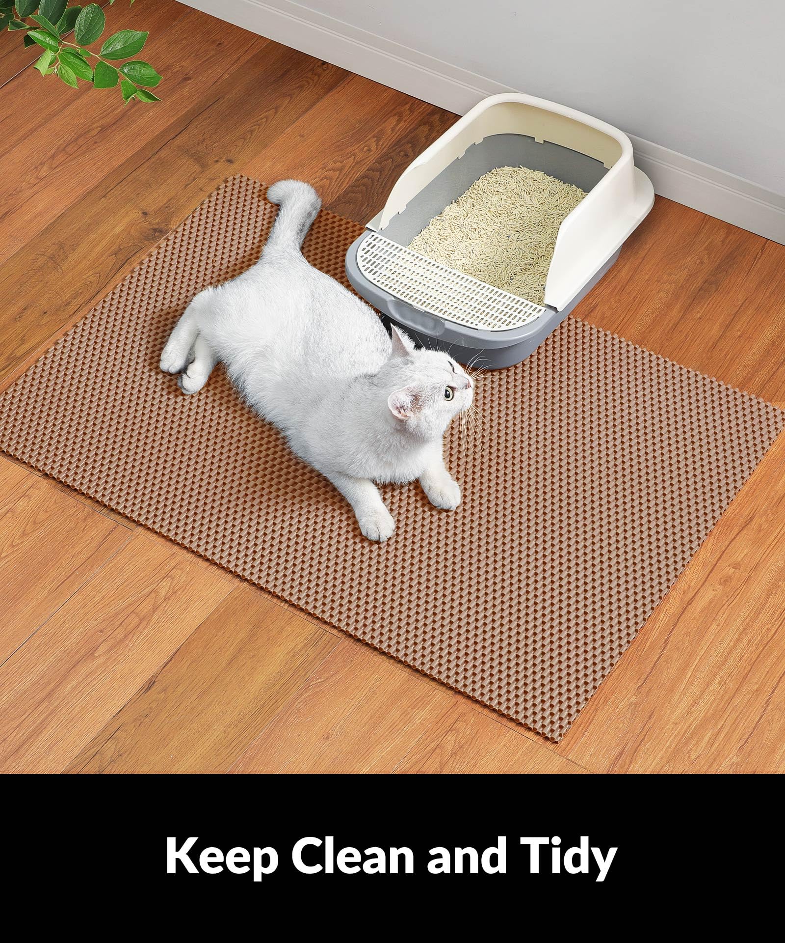 Cooyes Tapis Litière Chat surface texturée anti-glisse facilitant la sortie.