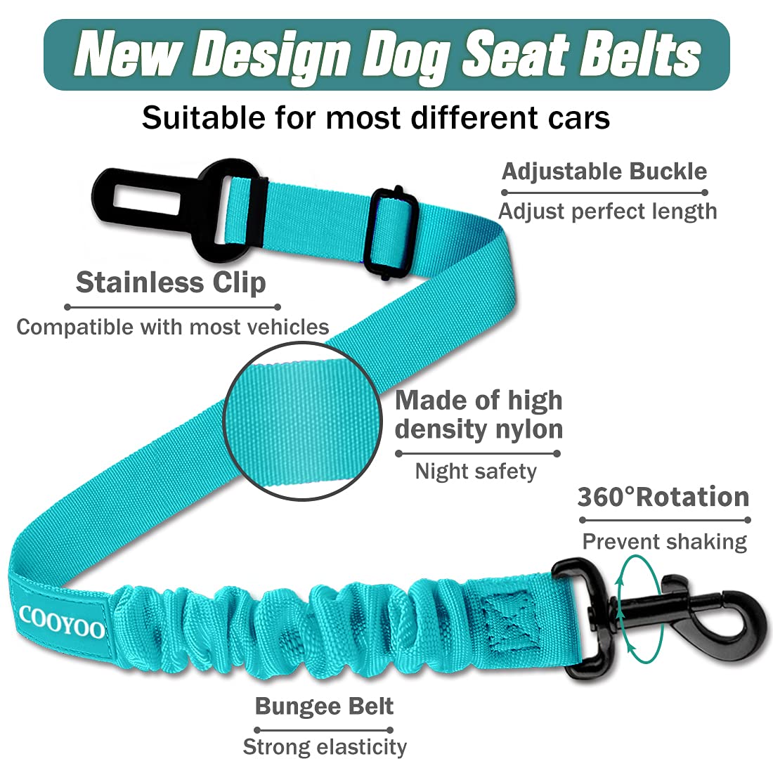 COOYOO longueur réglable 60–80 cm pour chien dans la voiture.