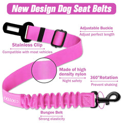 COOYOO Dog Seat Belt avec amortisseur élastique pour absorber les secousses.