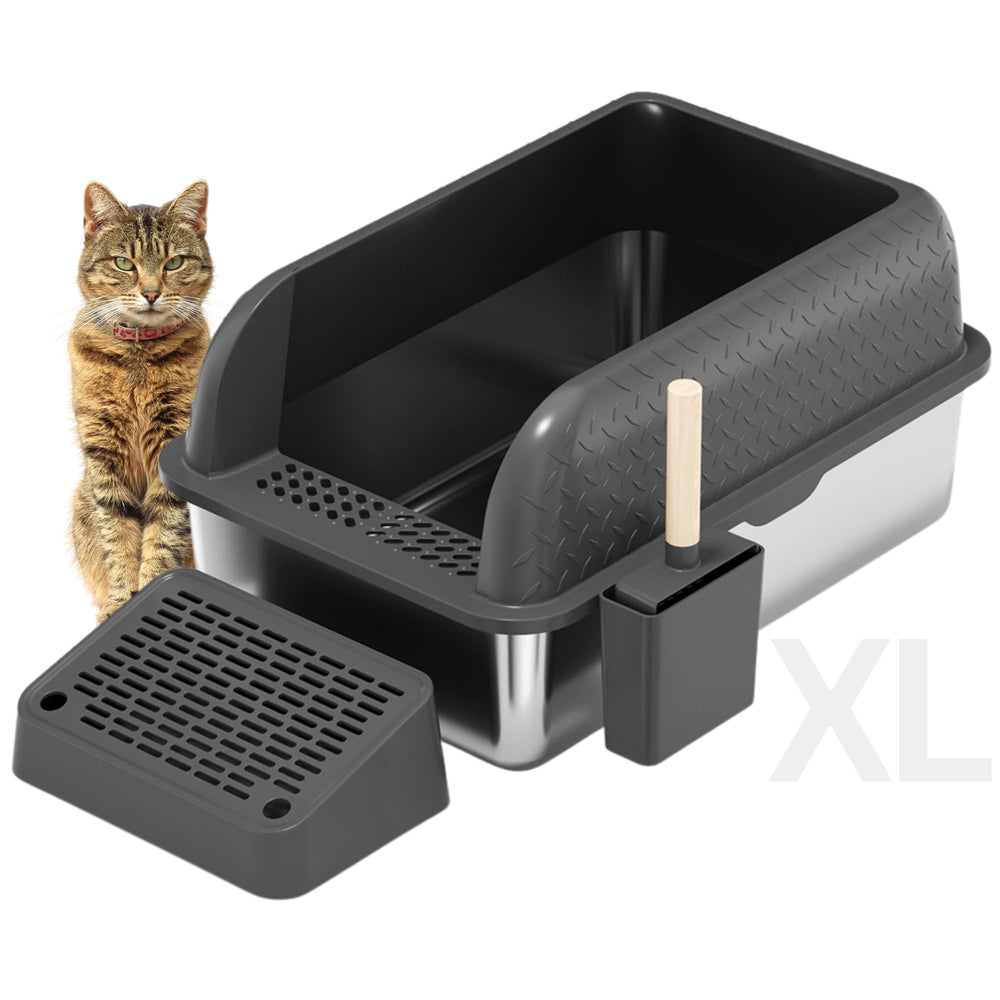Copper Chisel litière en acier inoxydable, intérieur spacieux pour plusieurs chats.