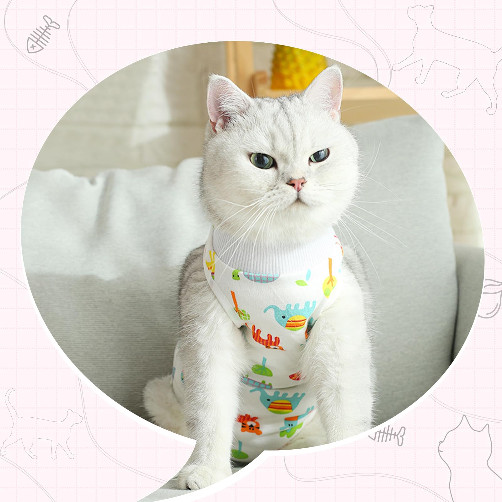Coppthinktu Combinaison récupération chat femelle - ventilation intégrée, aide à rester frais.
