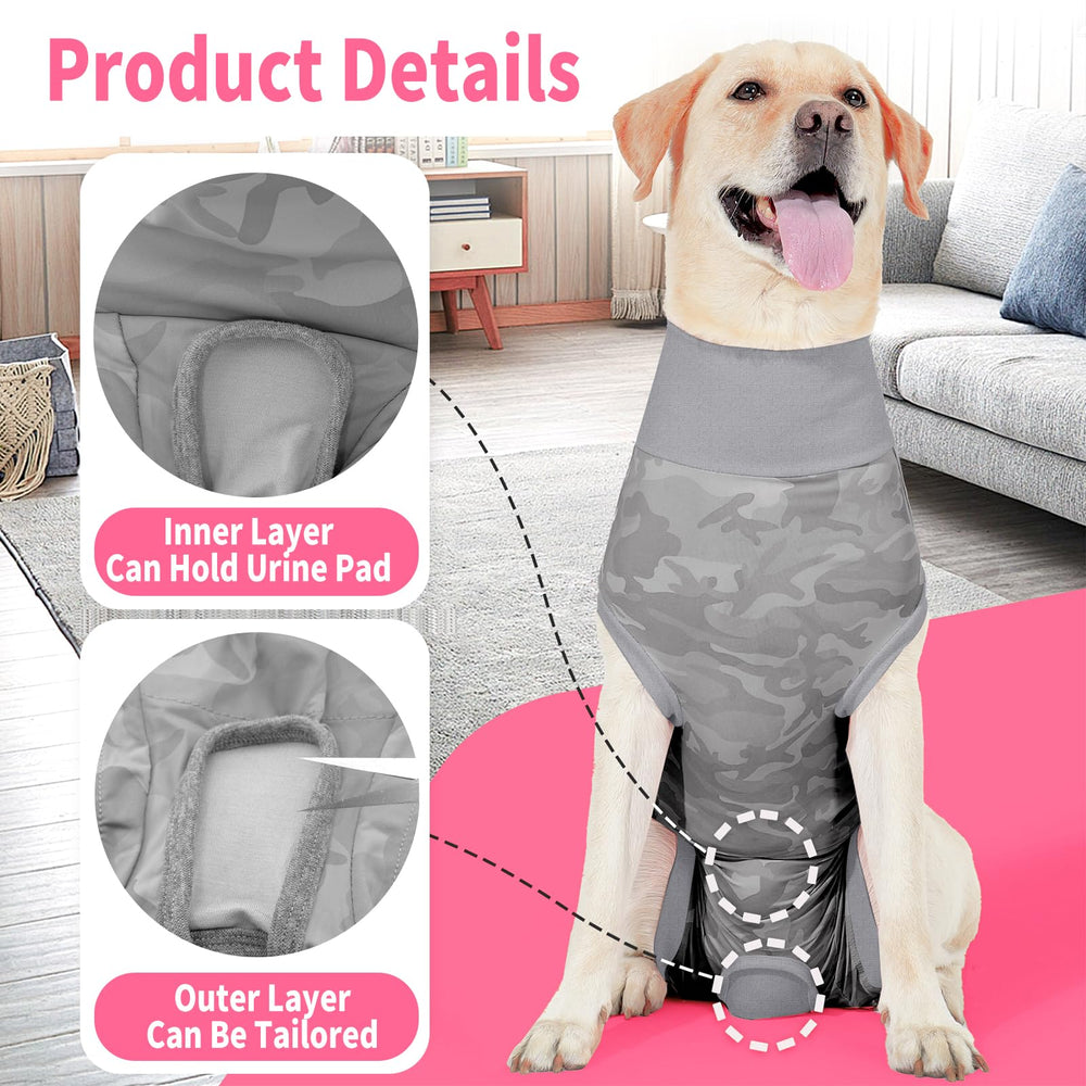 Coppthinktu Dog Onesie usage intérieur et extérieur pour récupération et jeu.