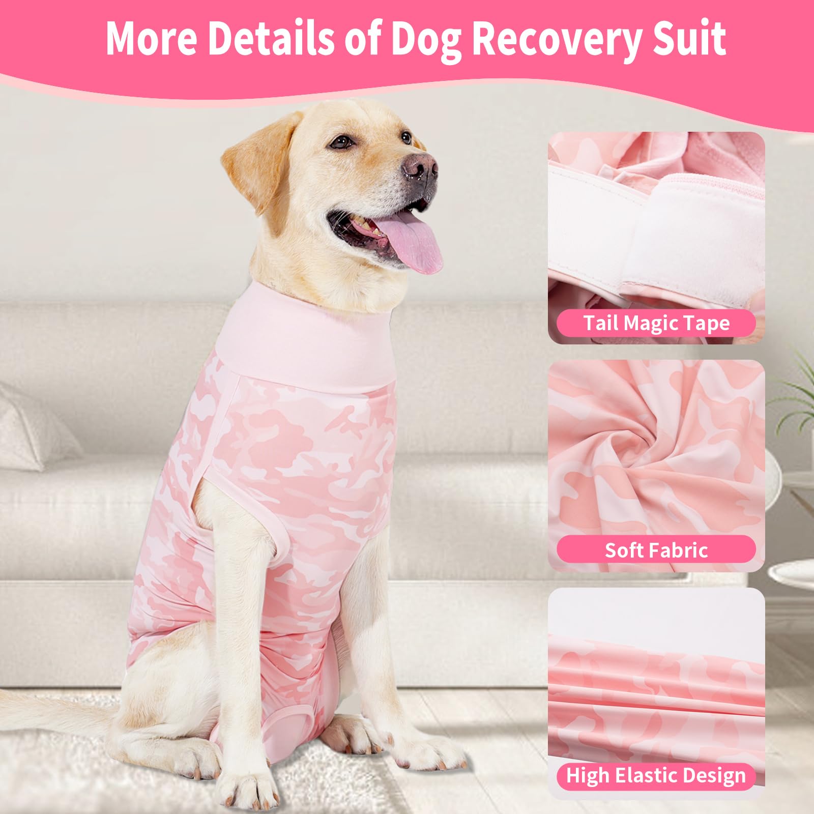 Coppthinktu pyjama récupération chien rose, usage quotidien confortable.