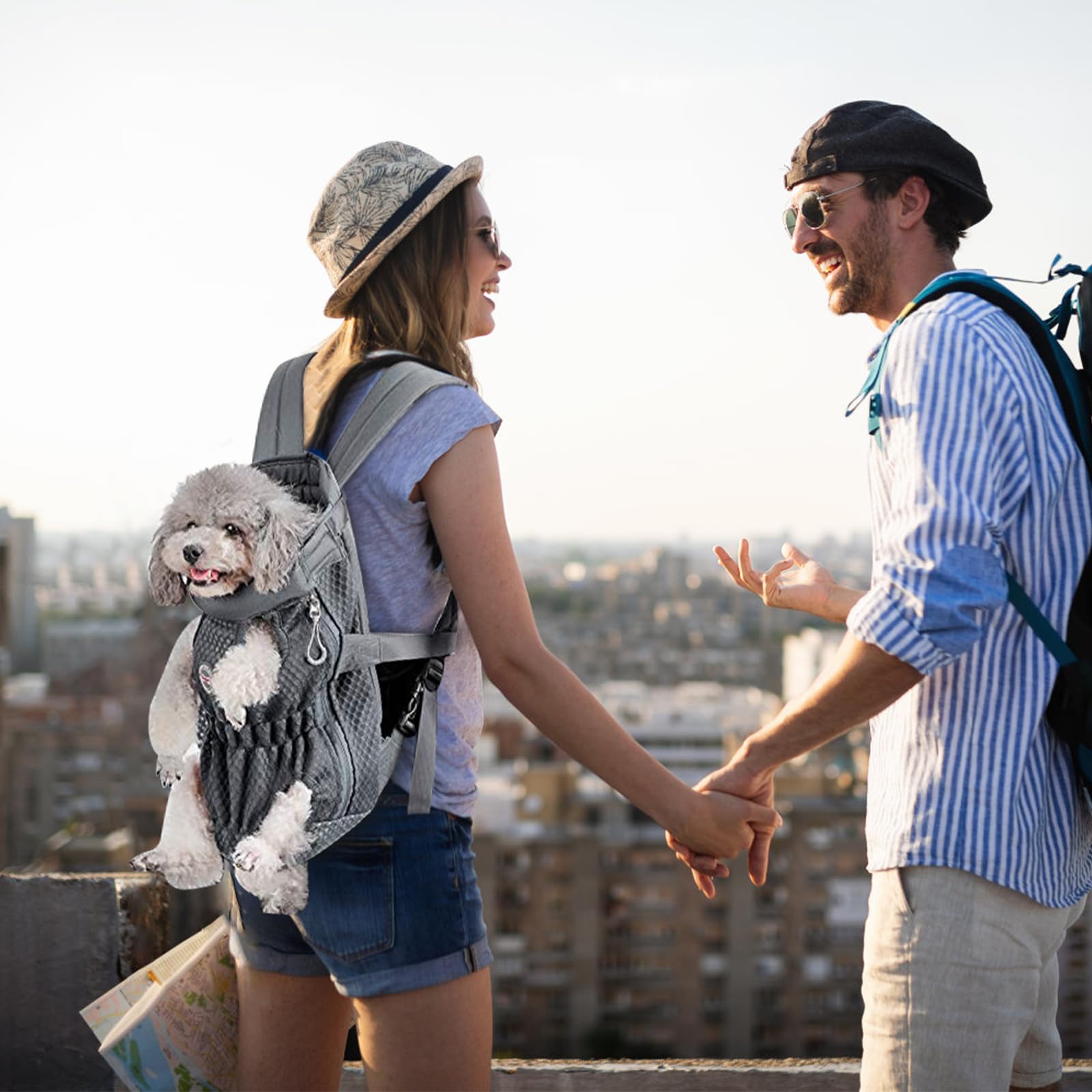 Coppthinktu sac porteur chien poignée et poche pratique pour accessoires en déplacement.