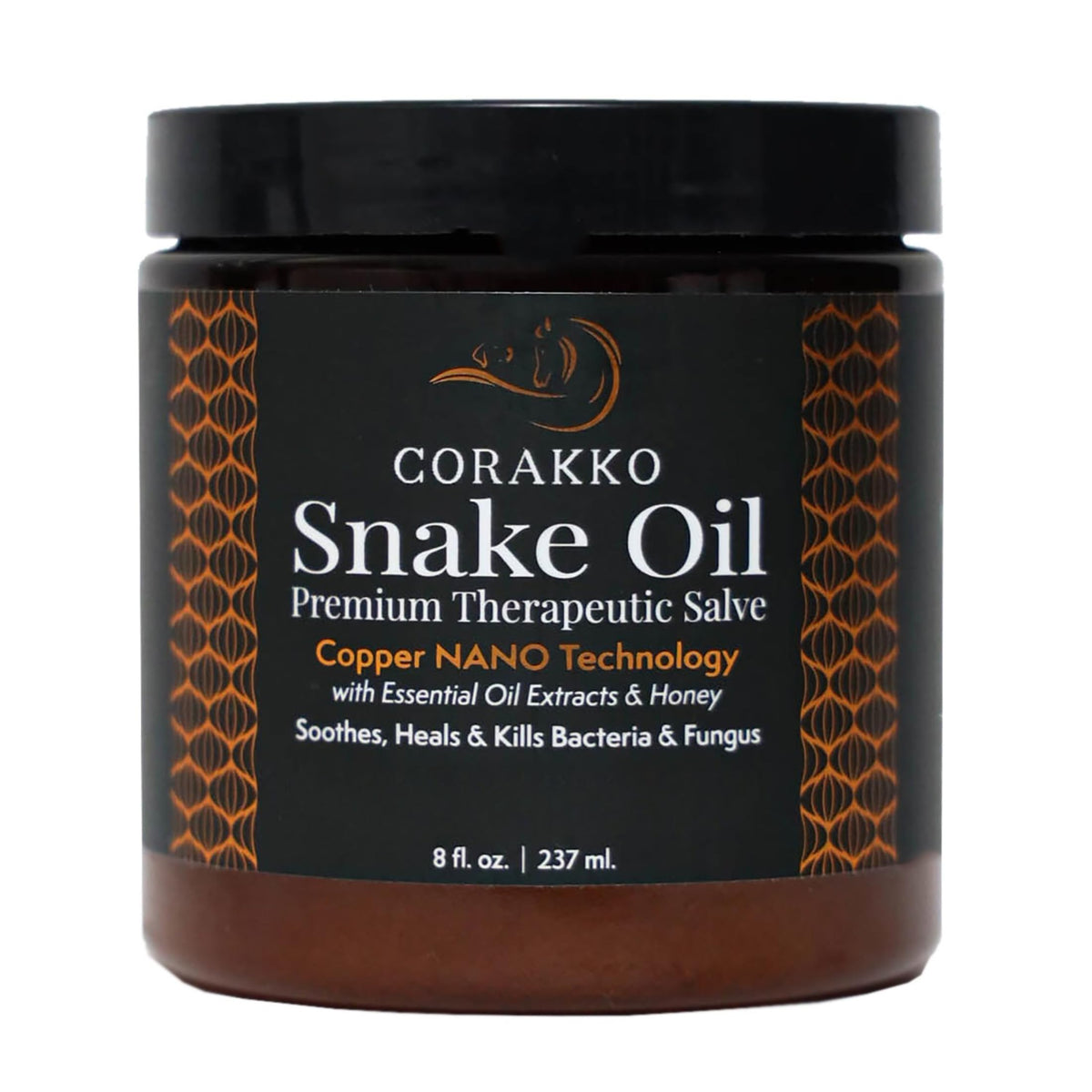 Corakko Snake Oil, flacon 8oz, soin pour la peau du cheval, soulage les irritations.