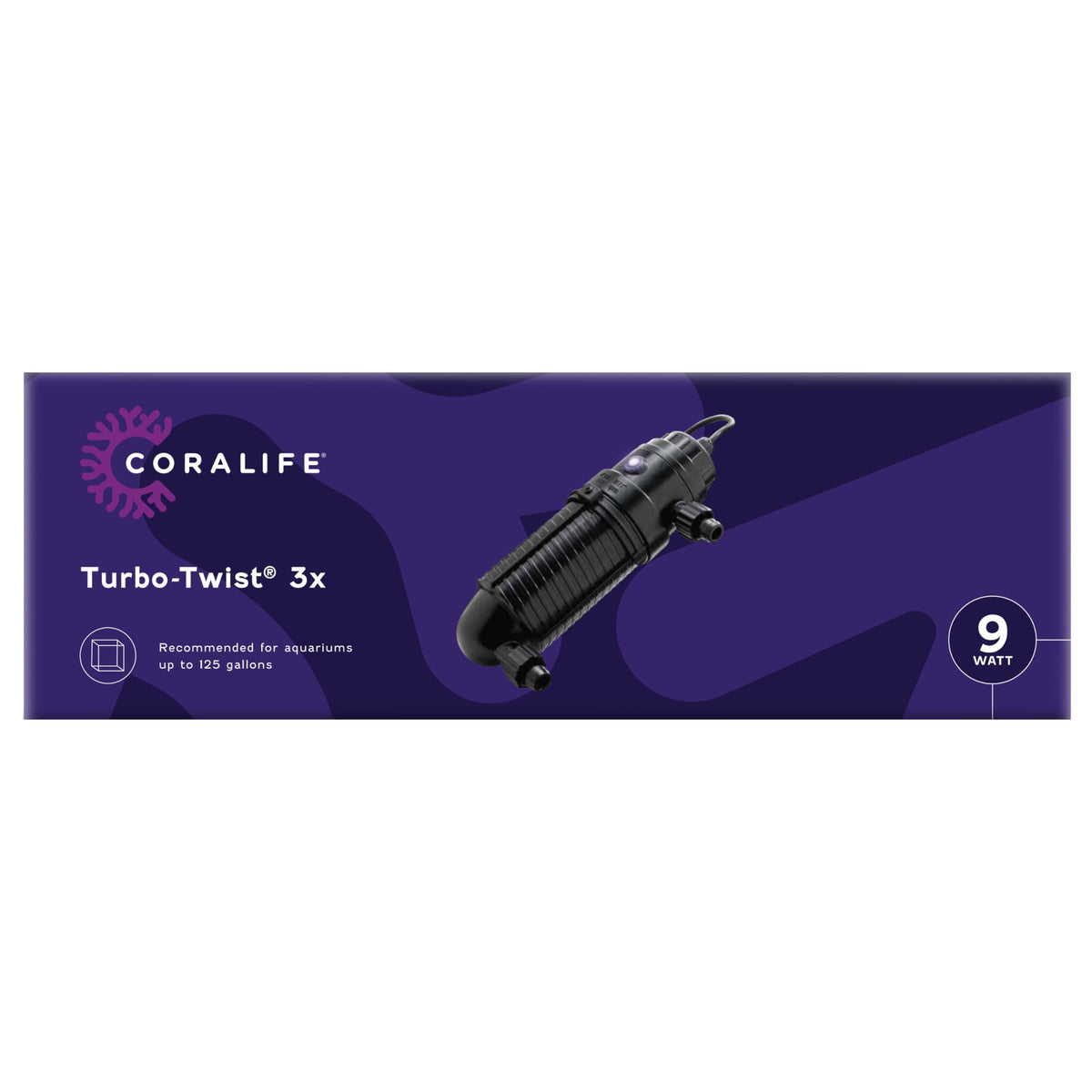 Coralife Turbo-Twist Sterilisateur UV monté sur aquarium marin, amélioration de la clarté de l'eau.
