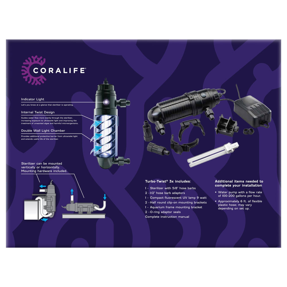 Coralife Turbo-Twist Sterilisateur UV, lampe UV de remplacement Coralife disponible.