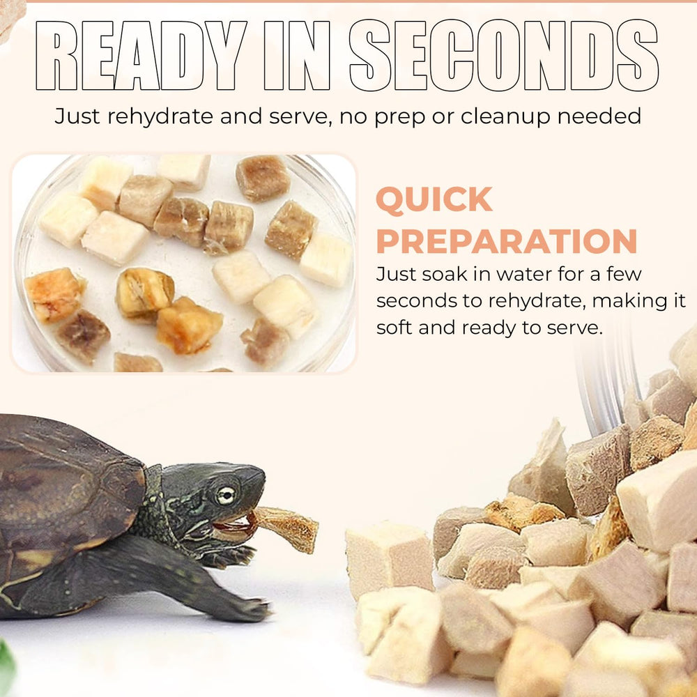CoralQ tortue-preparer-immerger-5-10min, réhydratation rapide pour texture et humidité retrouvées.