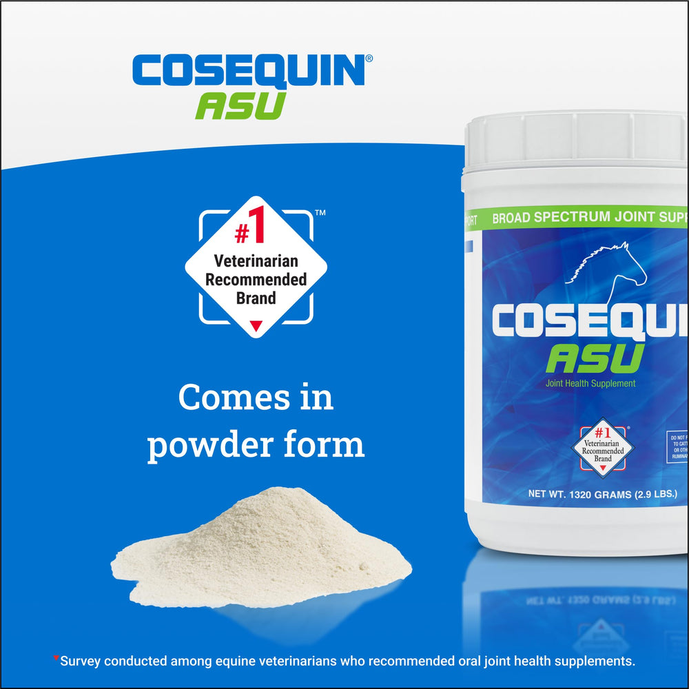 Nutramax Cosequin ASU – formule adaptée aux chevaux athlètes et disciplines variées.