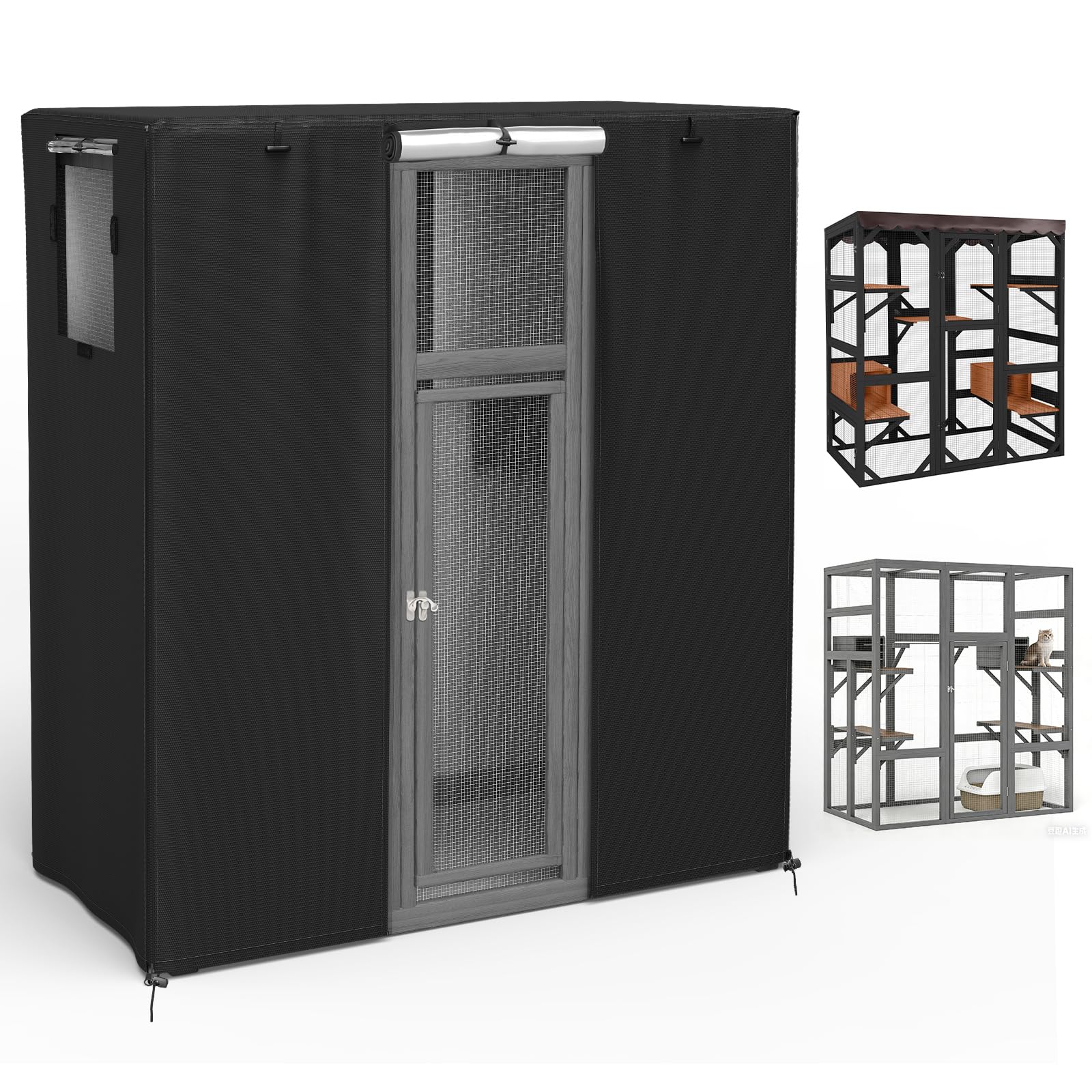 COSHNIBI Catio Cover offre une face-avant imperméable pour protéger la cabane de chat.