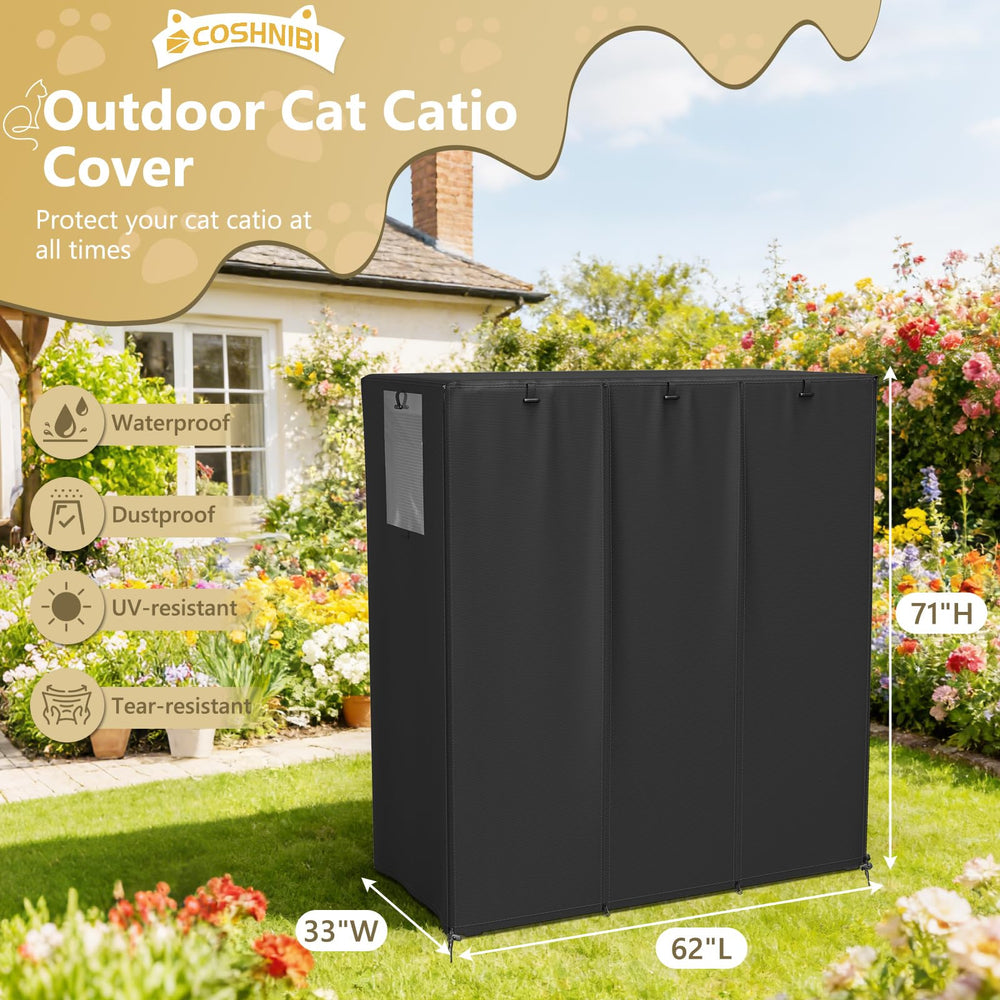 COSHNIBI Catio Cover présente des fermetures éclair frontales pour un accès facile.