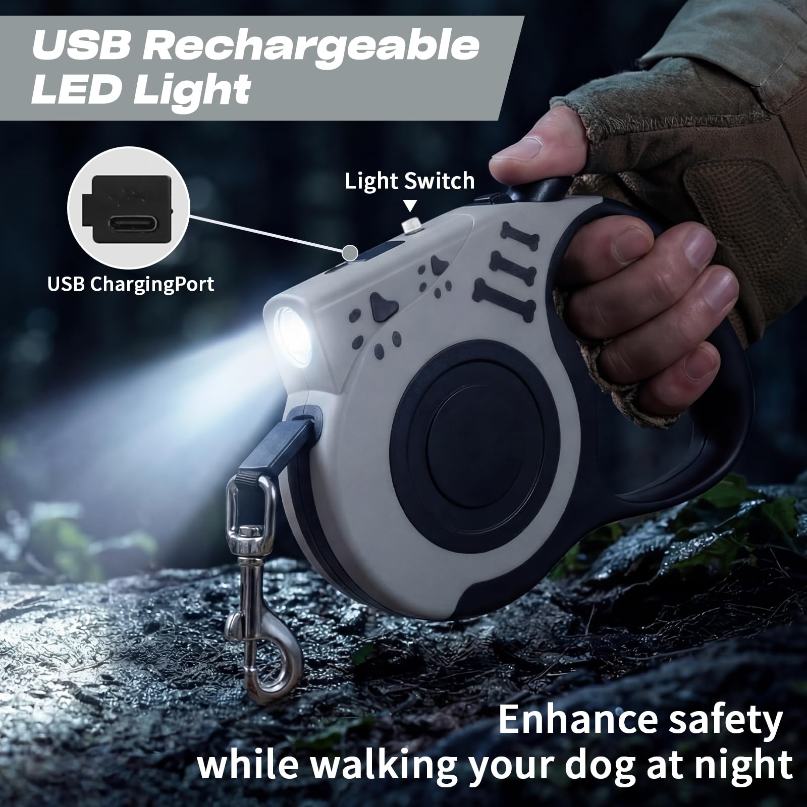 COSOWO lampe USB rechargeable intégrée, sécurité nocturne lors des promenades.