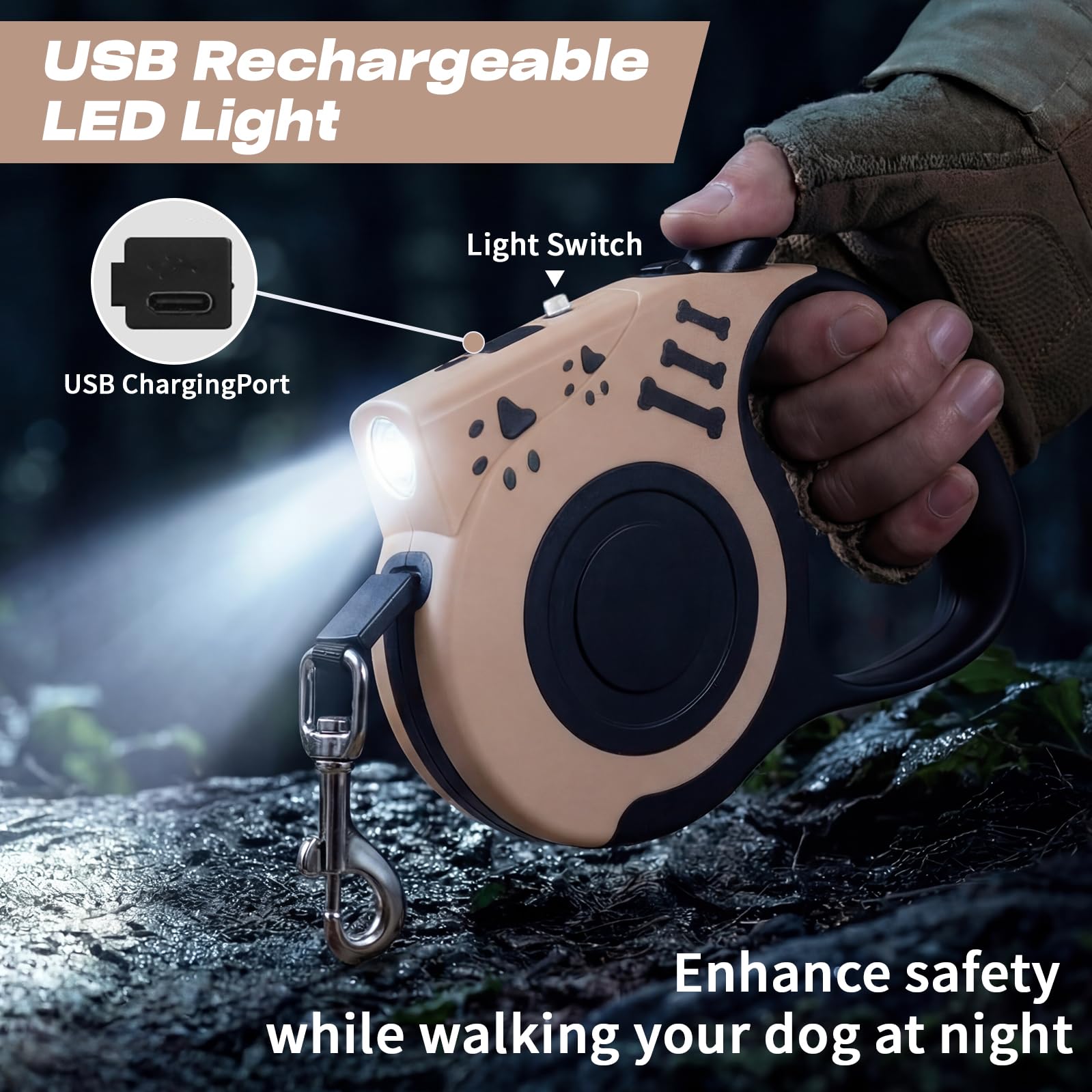 COSOWO lampe LED intégrée, sécurité nocturne lors des sorties