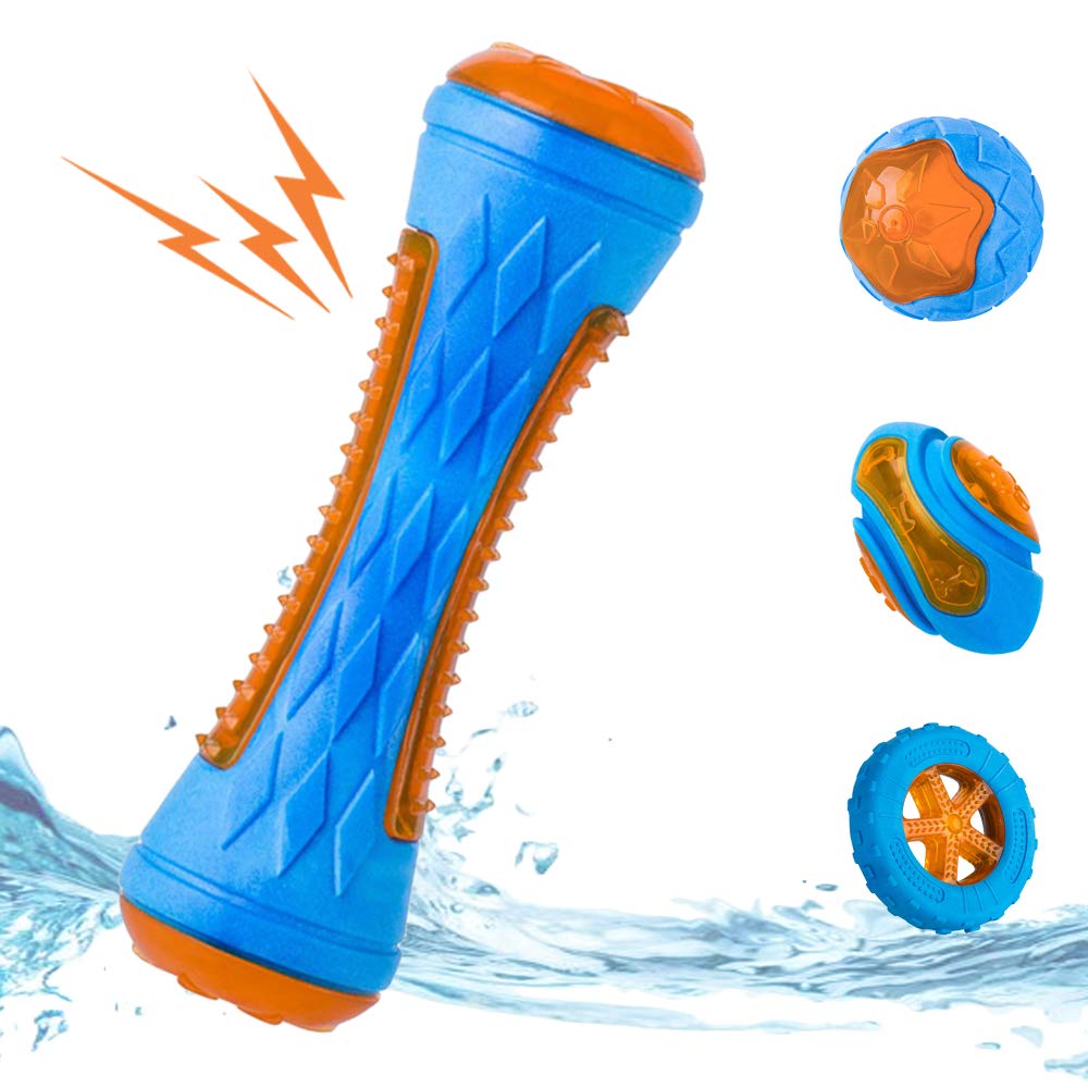 Jouet CoubonTail siffant en haltère, stimulation ludique pour chien.