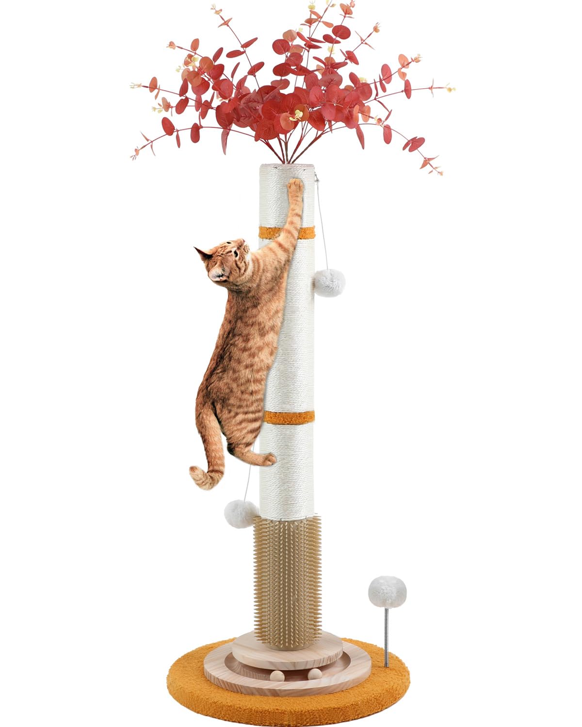 COUNER Arbre à chat 45 pouces en bois et sisal pour griffage naturel.