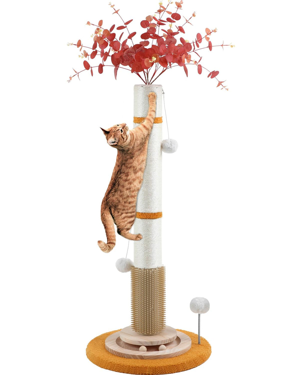 COUNER Arbre à chat 45 pouces en bois et sisal pour griffage naturel.