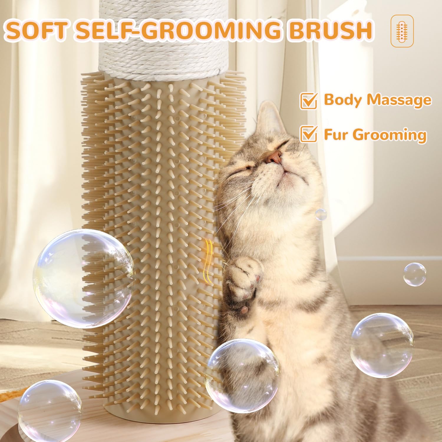 COUNER Brosse intégrée pour grooming facile des chats.
