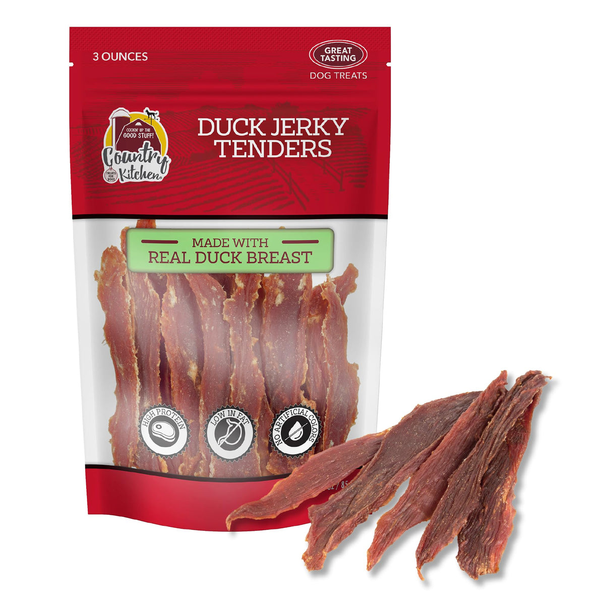 Country Kitchen Canard Tendres: friandise de canard réel pour chiens actifs
