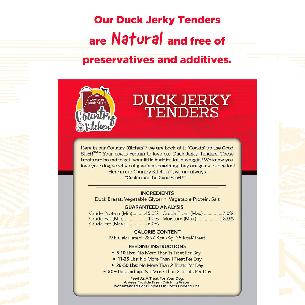 Country Kitchen Canard Viande Séchée Tenders, idéal comme récompense lors des entraînements.
