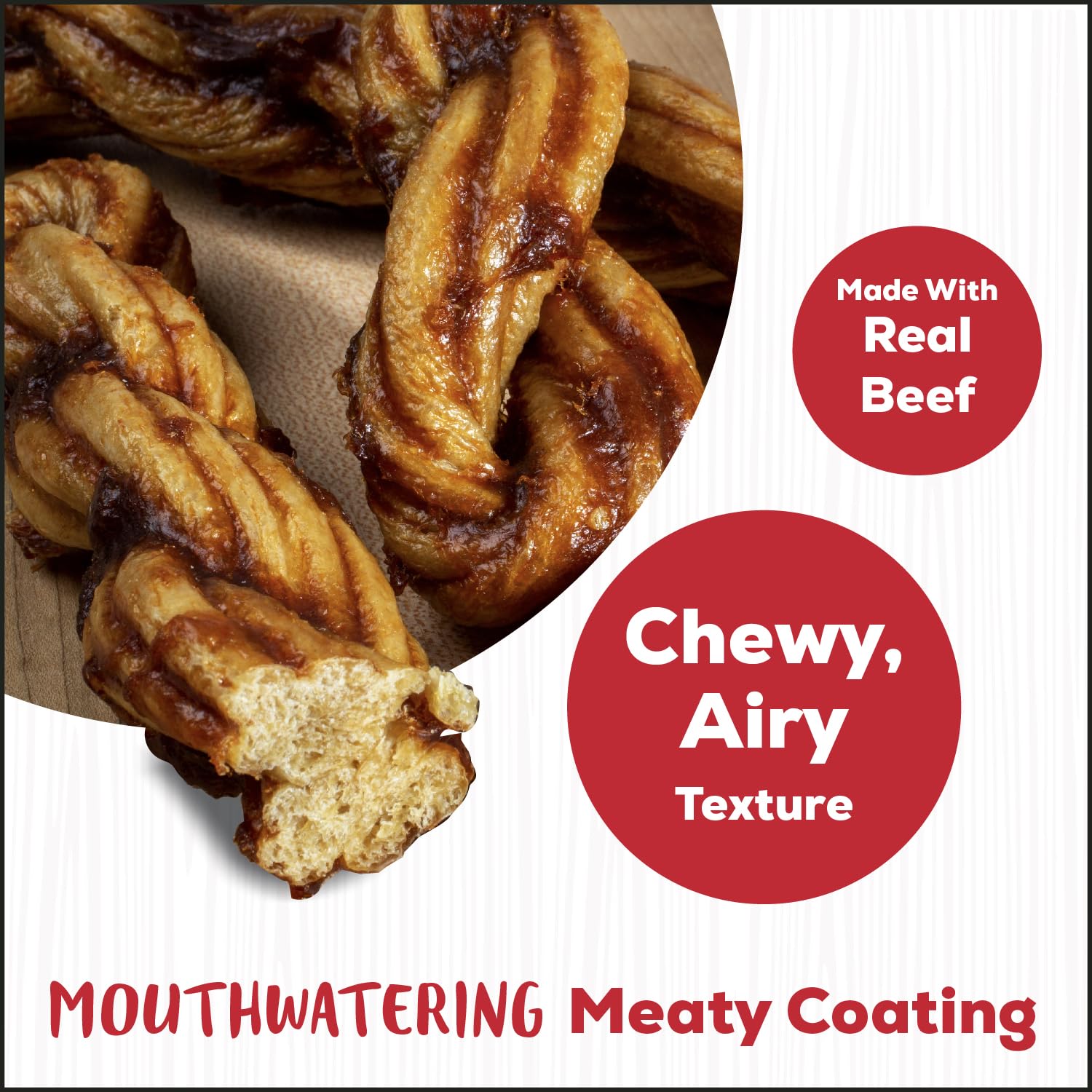 Country Kitchen Twists boeuf sans rawhide — boeuf réel et ingrédients sans gluten visibles