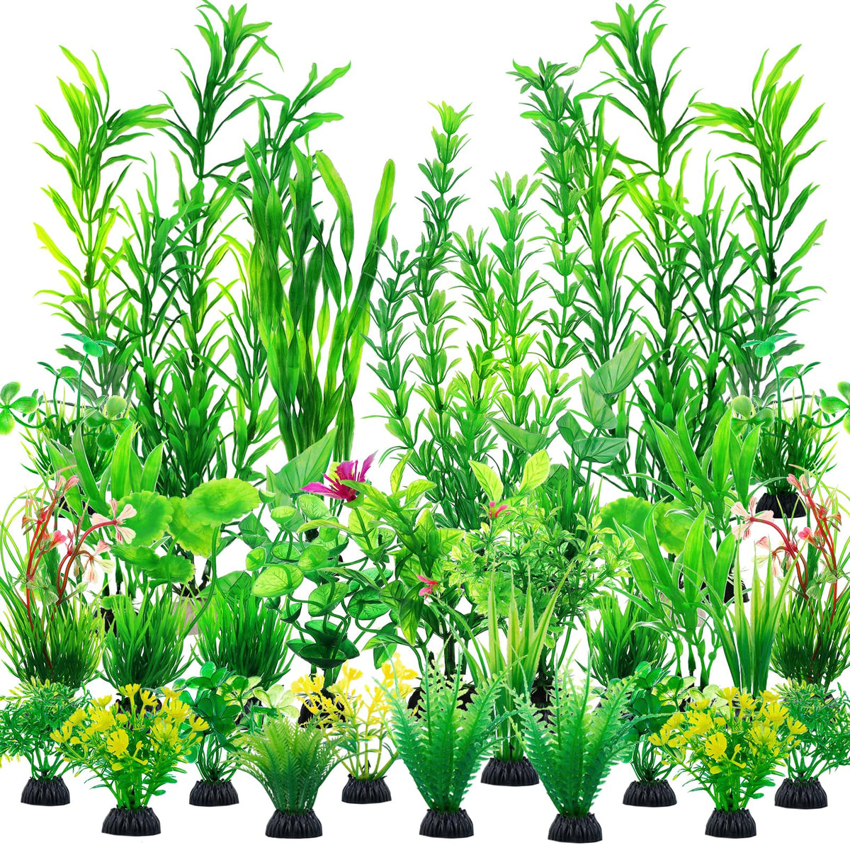 CousDUoBe 30 plantes d'aquarium vertes pour décor varié et réaliste.