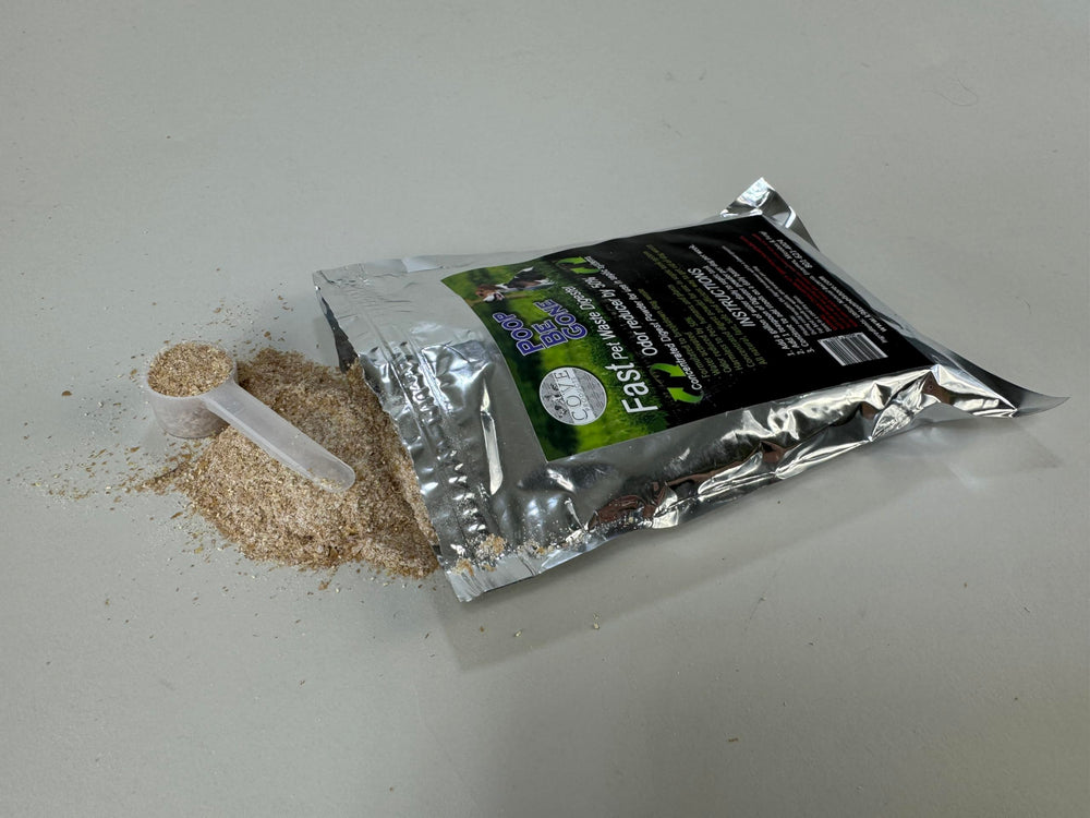 Poudre digestive ultra-concentree Cove Poop Be Gone transforme les excréments en liquides.