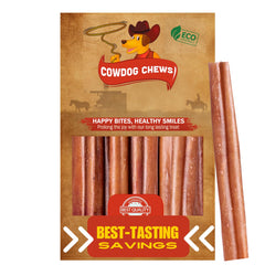 Cowdog Chews boeuf bully-stick sans odeur, parfait pour chiens sensibles et actifs.