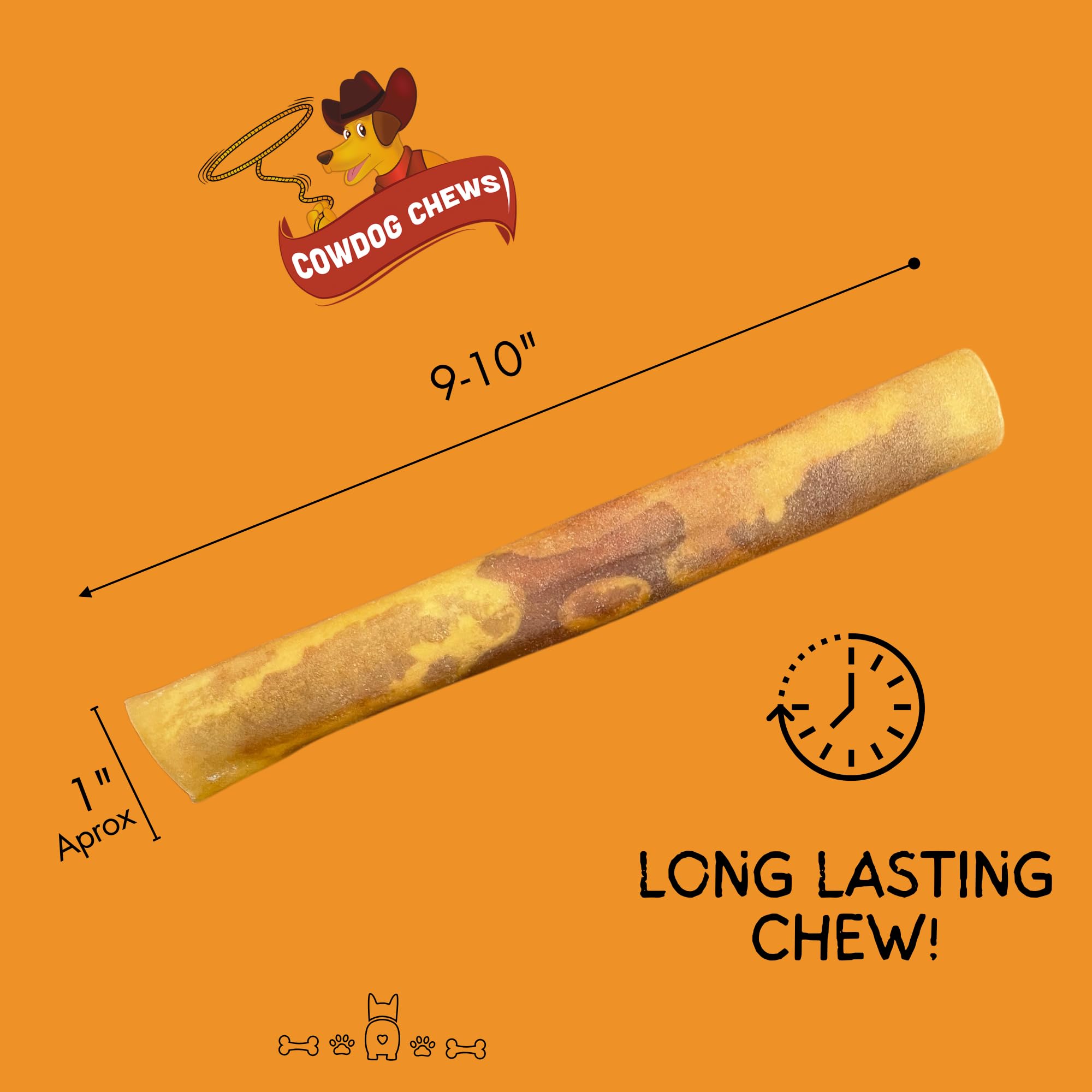 Emballage Cowdog Chews, dix rouleaux, pratique à ranger et partager.