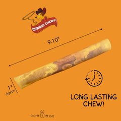 Emballage Cowdog Chews, dix rouleaux, pratique à ranger et partager.