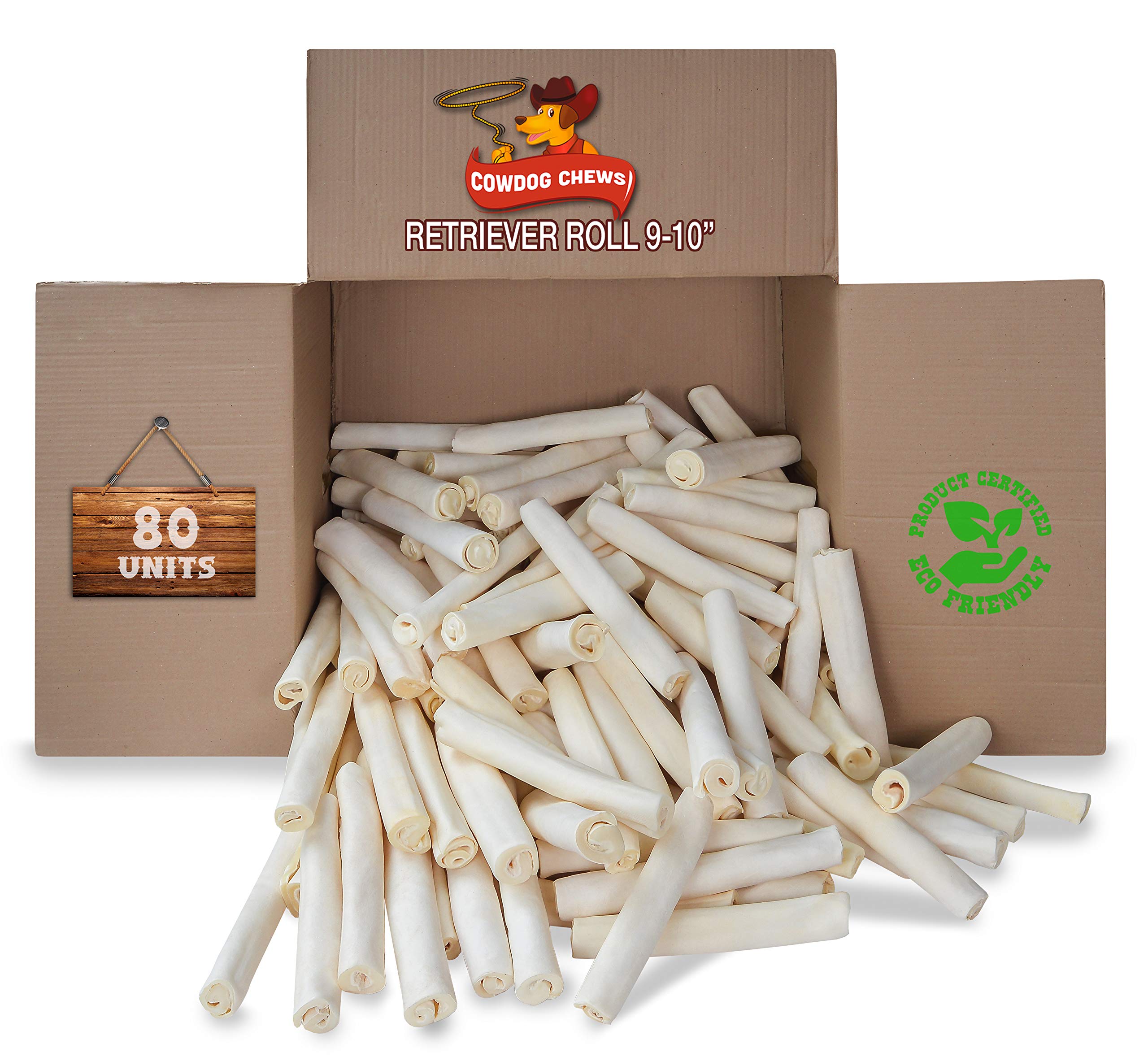 Cowdog Chews Retriever Roll 9-10 pouces, rouleau naturel pour une mastication durable.