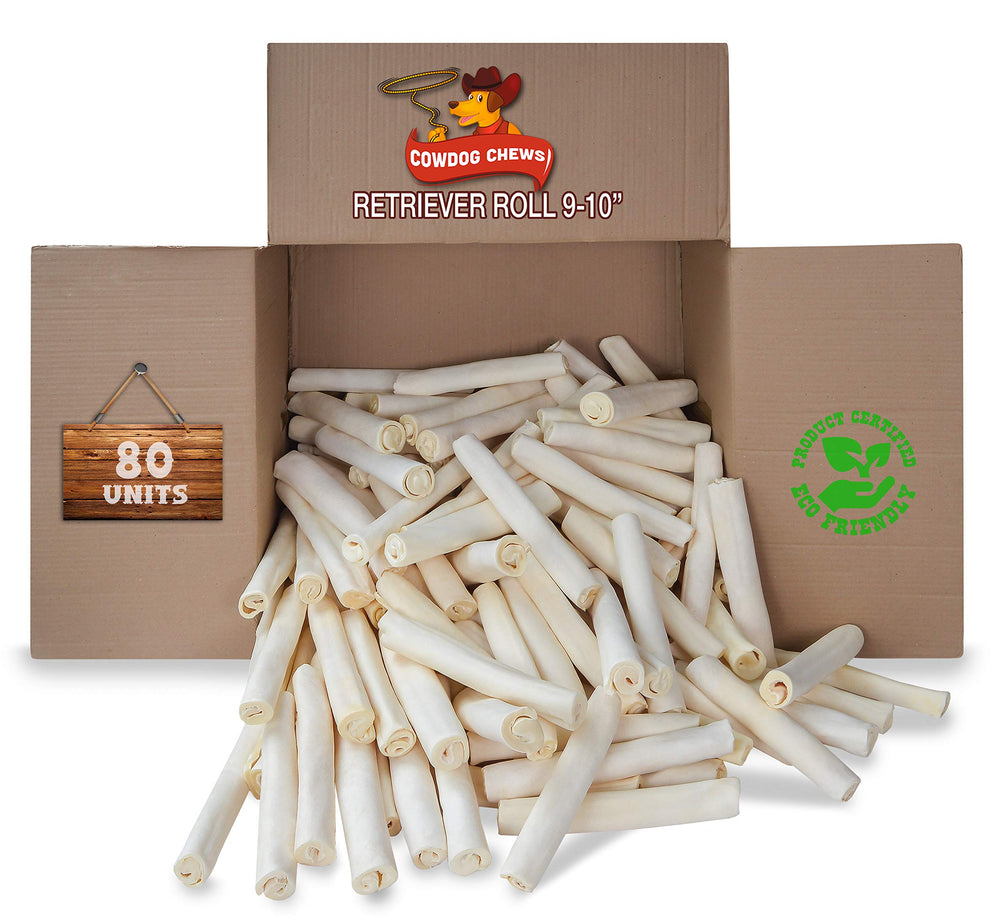 Cowdog Chews Retriever Roll 9-10 pouces, rouleau naturel pour une mastication durable.