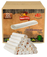 Cowdog Chews rouleau cuir naturel 5-6 pouces, mordillage sain et durable.