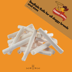 Cowdog Chews Beefhide Roll – emballage en sac pratique.