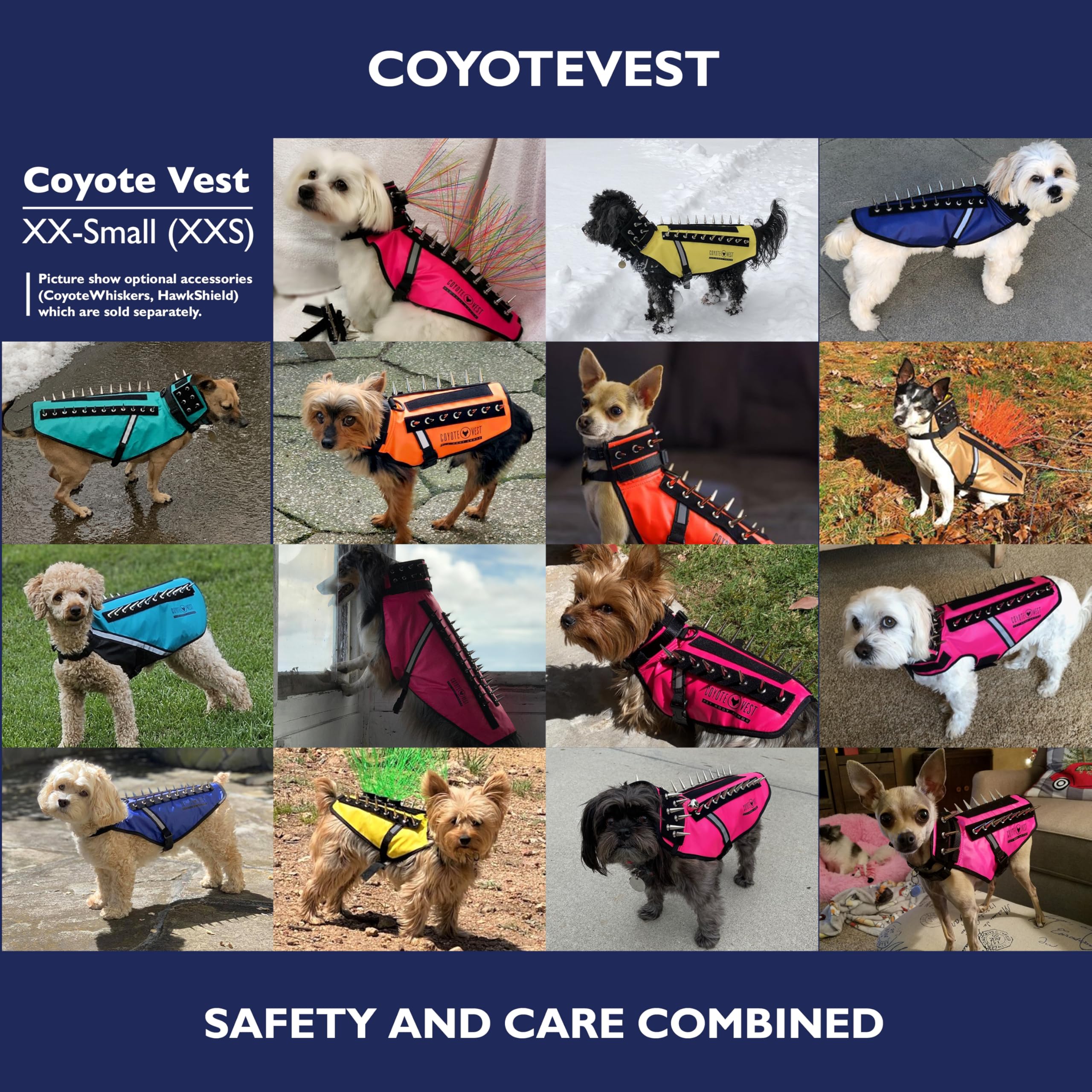 Guide des tailles CoyoteVest pour choisir facilement le harnais adapté.