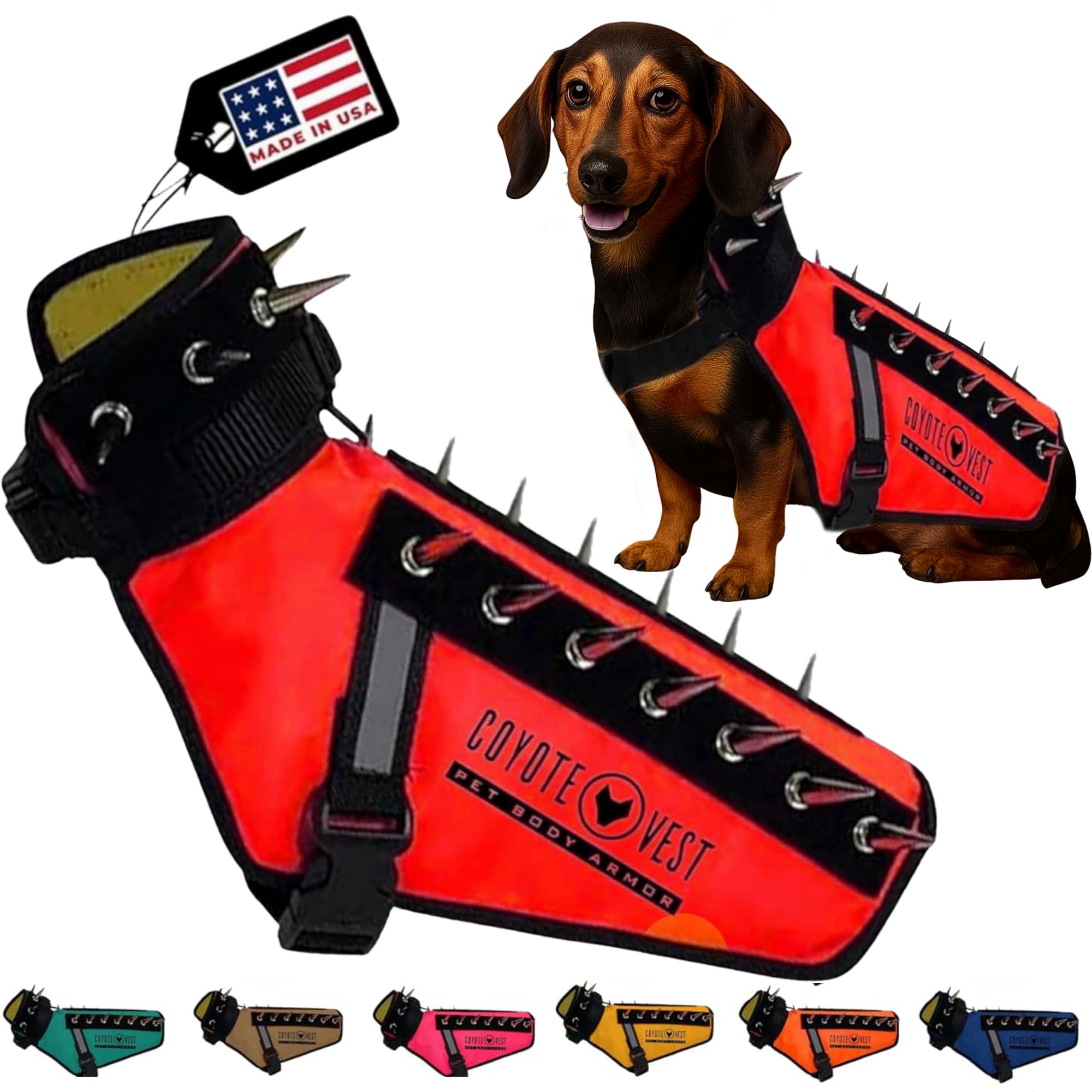 Harnais CoyoteVest rouge pour chien avec meilleure visibilité lors des promenades.