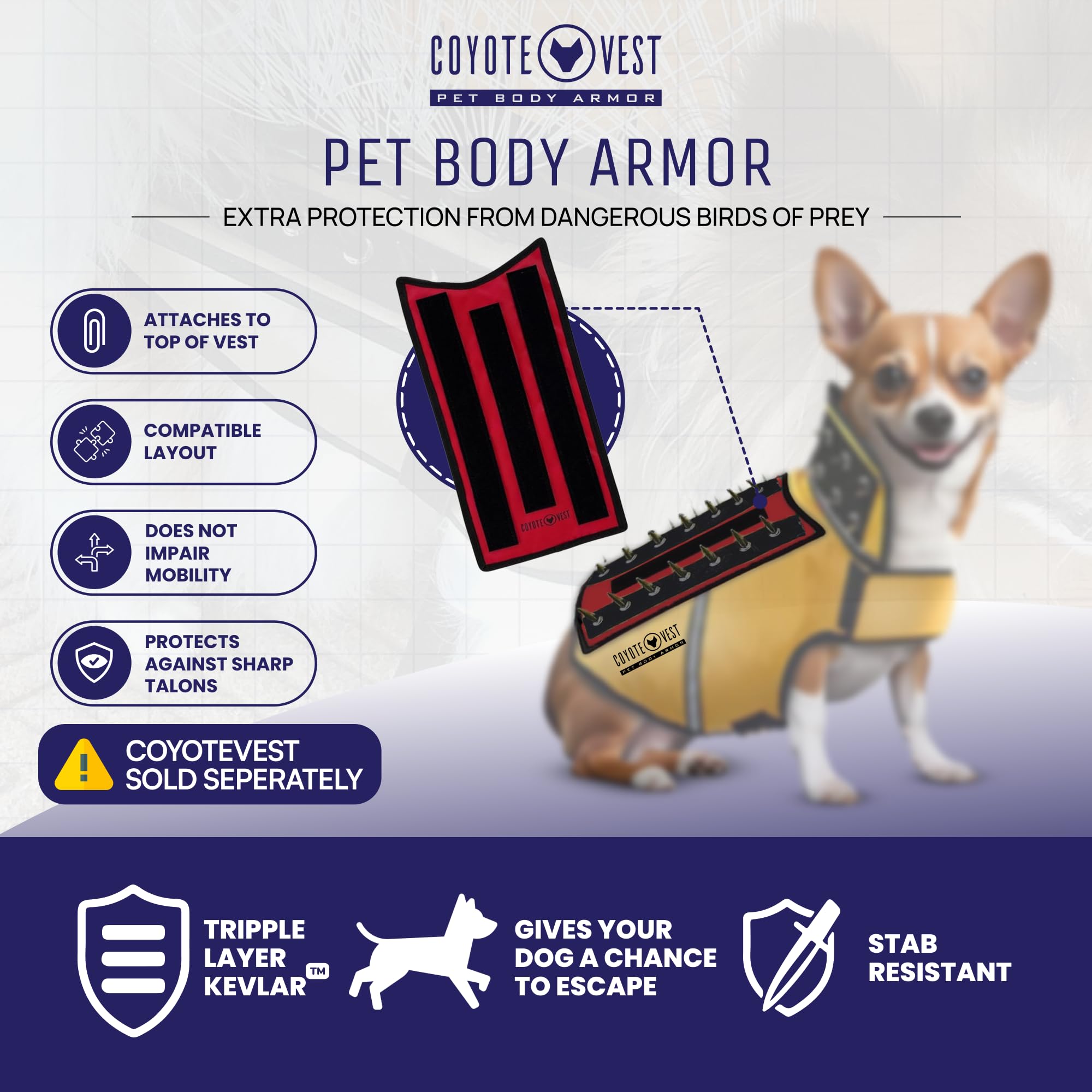 CoyoteVest HawkShield attache-velcro assurant une fixation rapide et sécurisée.