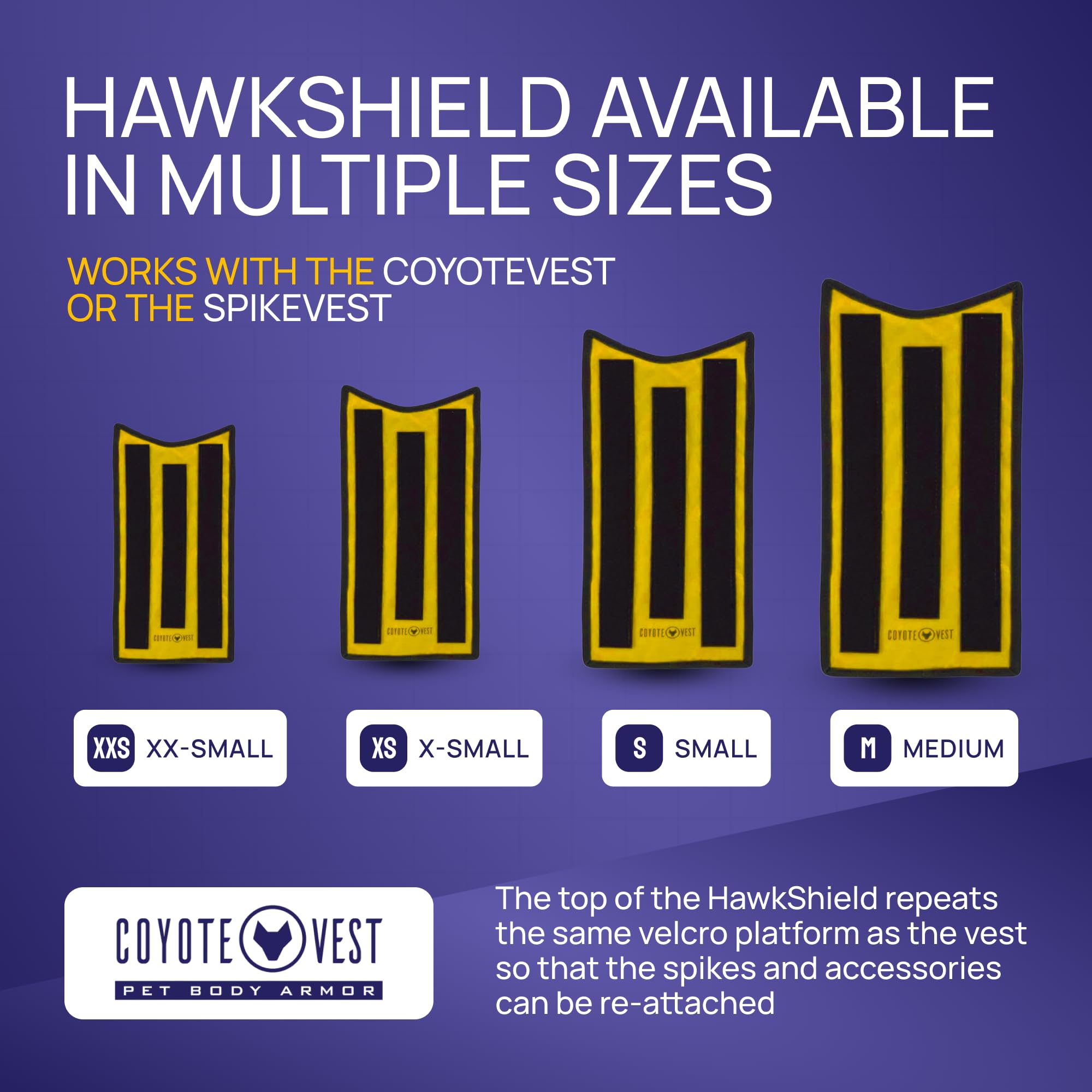 HawkShield compatible avec CoyoteVest et SpikeVest pour petits et moyens chiens.