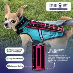 Montage simple sur le harnais CoyoteVest ou SpikeVest pour une protection prête.
