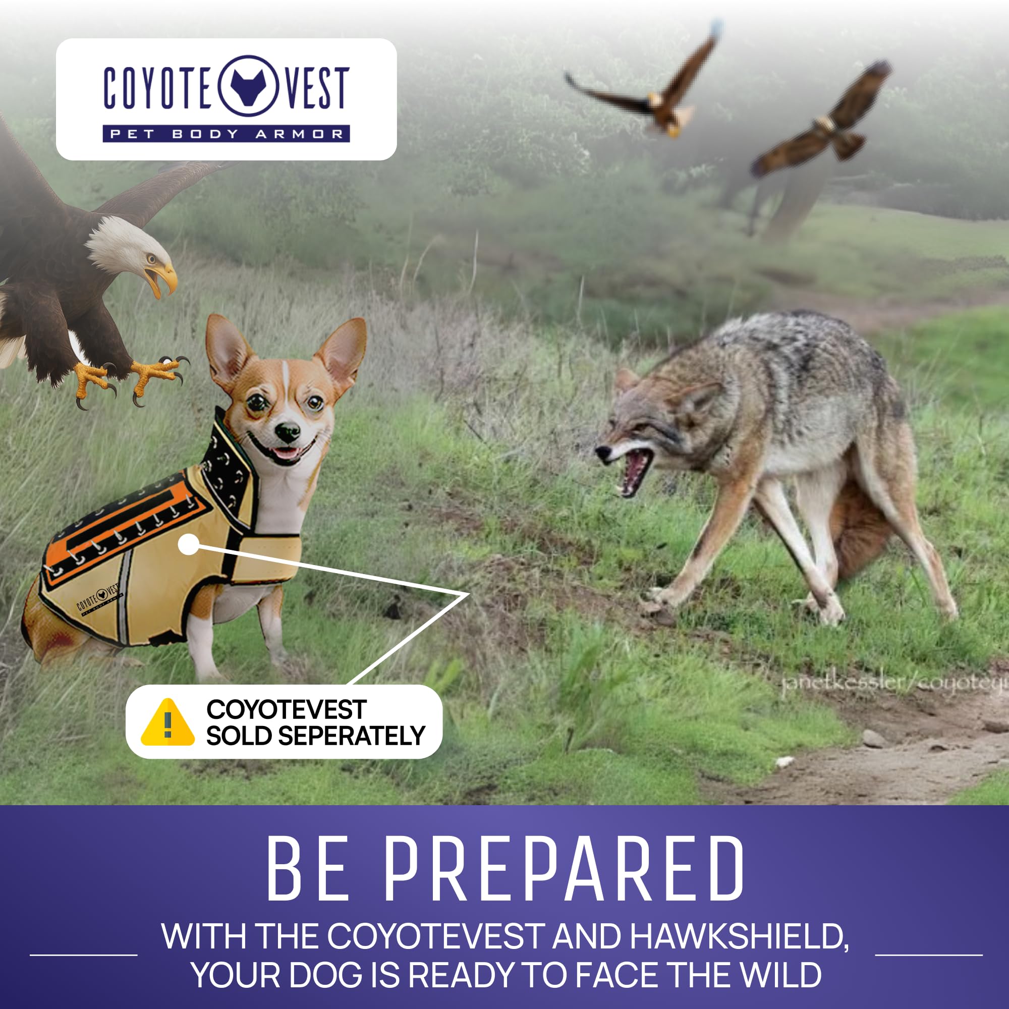 HawkShield pad de CoyoteVest, tailles XS et S, adapté pour petits chiens.